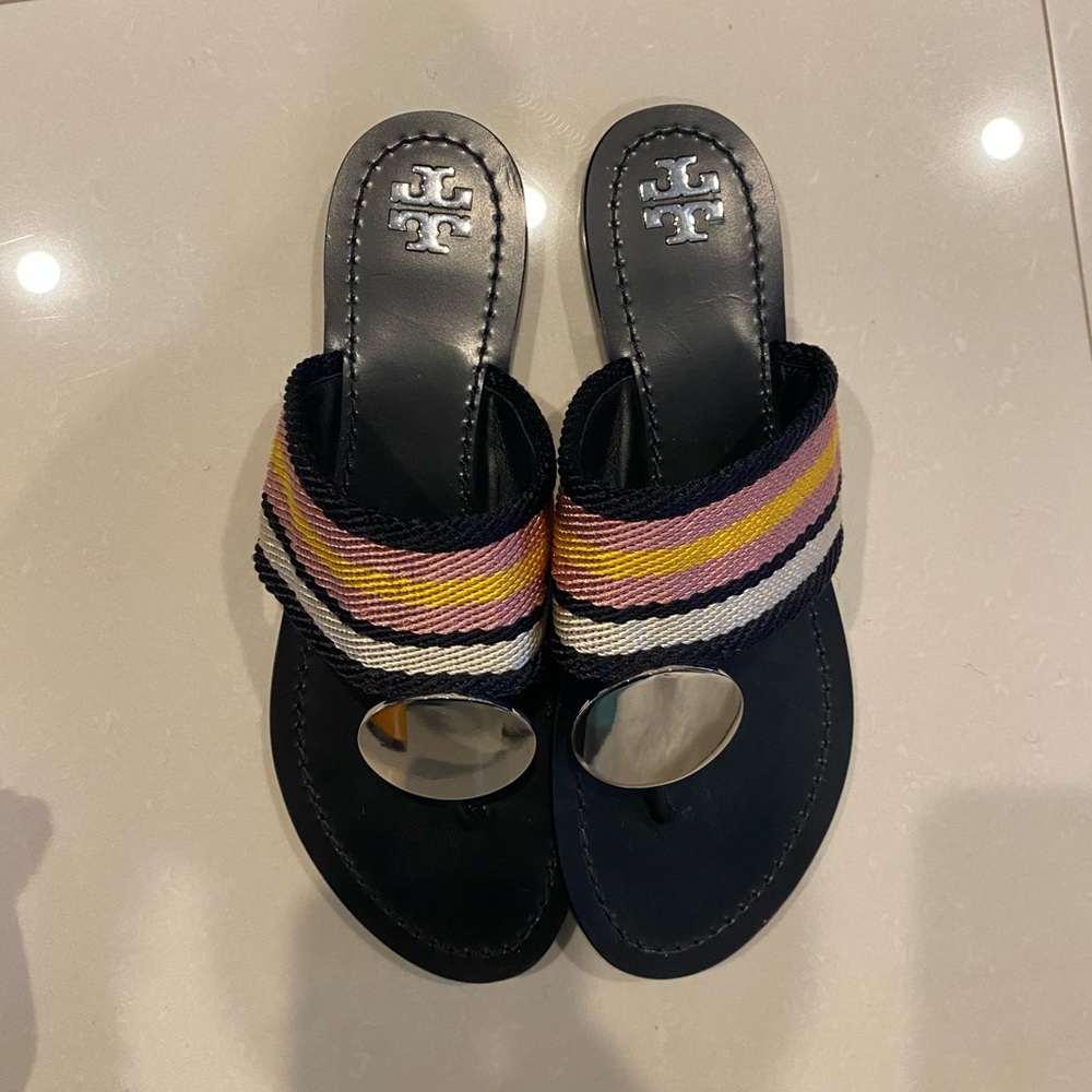 Tory Burch Black Sandals with Multicolor Straps - Picture 6 of 6